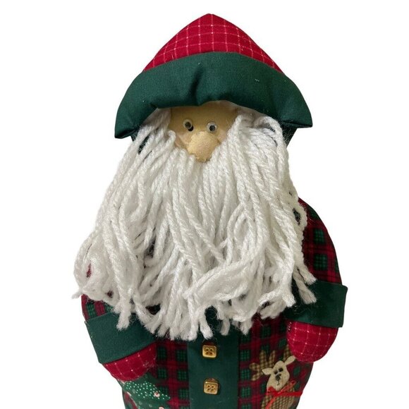 Handcrafted Vtg Christmas Santa Claus 17" Stuffed Fabric Figure Tree Reindeer - Picture 2 of 10